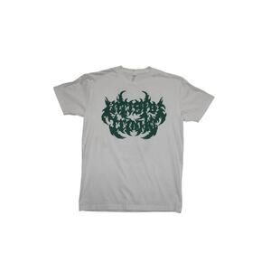 Double-Sided Graphic Flame Skull Tee – White – Size M